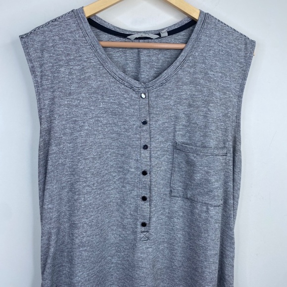 Athleta Maxi Dress 2X Ruched Henley Microstripe Stretch Beach Resort Lightweight - Picture 4 of 12